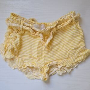 Zara Yellow Casual Frayed Hem Shorts